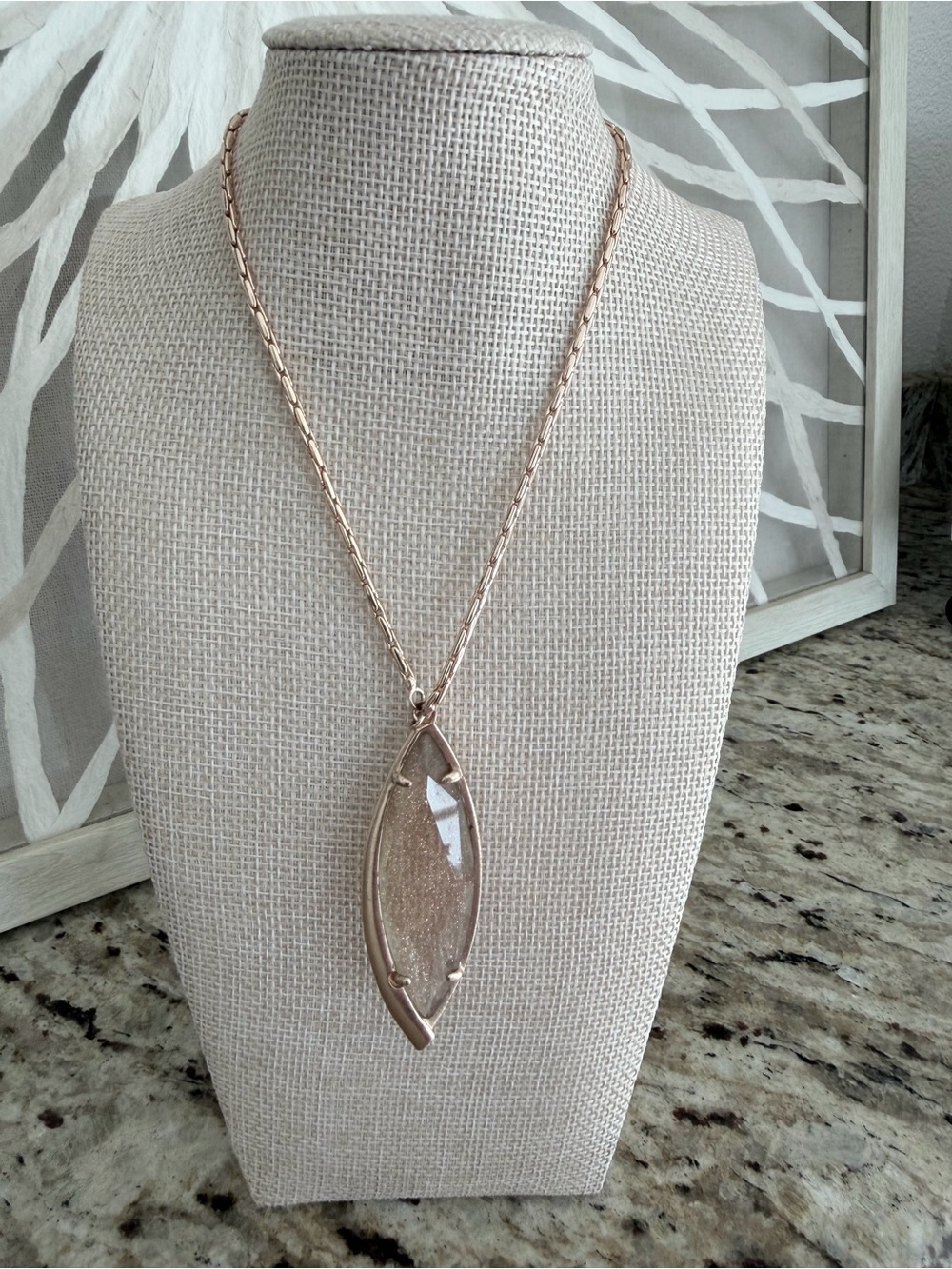 Kendra Scott Milla Copper Glitter Glass Marquis Pendant Necklace